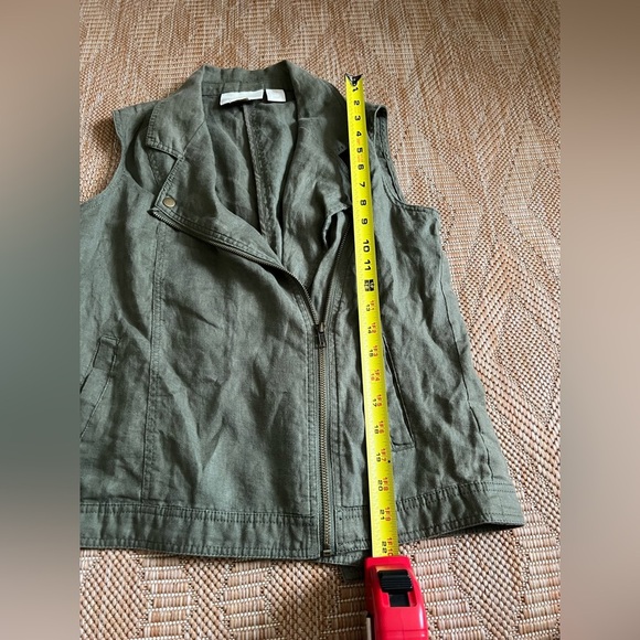 Cynthia Rowley Women's Army Green Linen Moto Vest,Sleeveless,Size Small - Picture 5 of 8